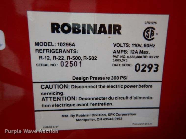 image for item KI9492 Robinair 10295A  refrigerant recycler