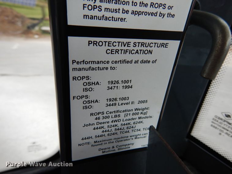 image for item KI9535 2016 John Deere 544K  wheel loader