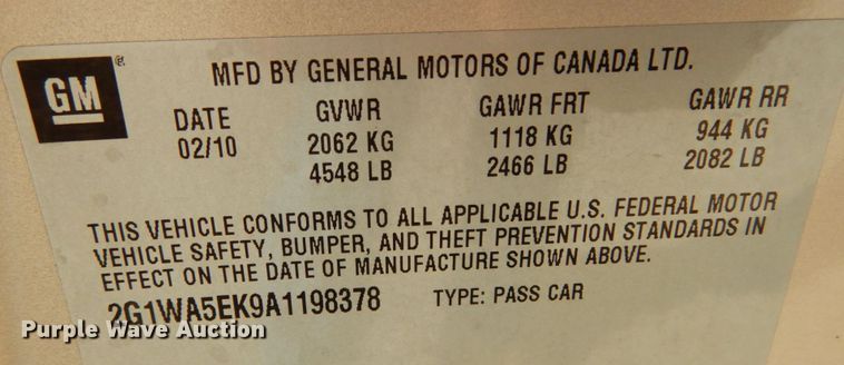 image for item KI9537 2010 Chevrolet Impala