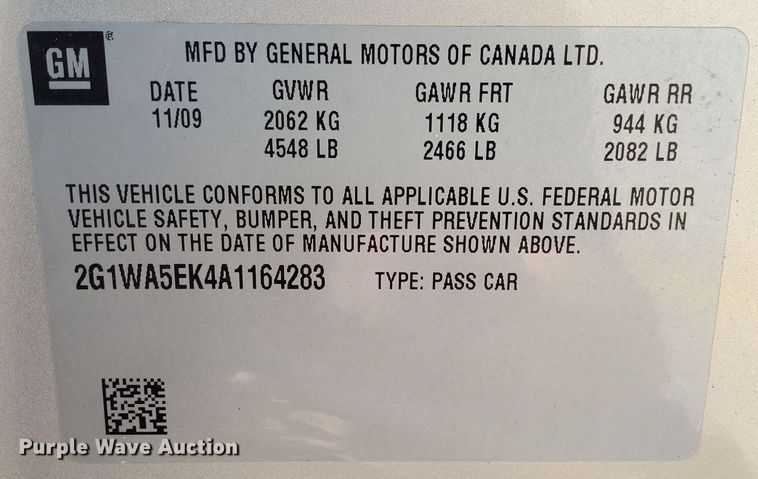 image for item KI9538 2010 Chevrolet Impala