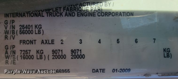 image for item KQ9239 2009 International WorkStar 7500  dump truck