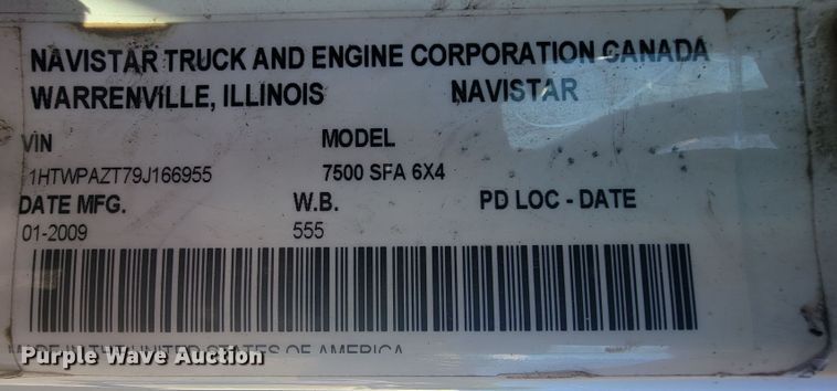 image for item KQ9239 2009 International WorkStar 7500  dump truck