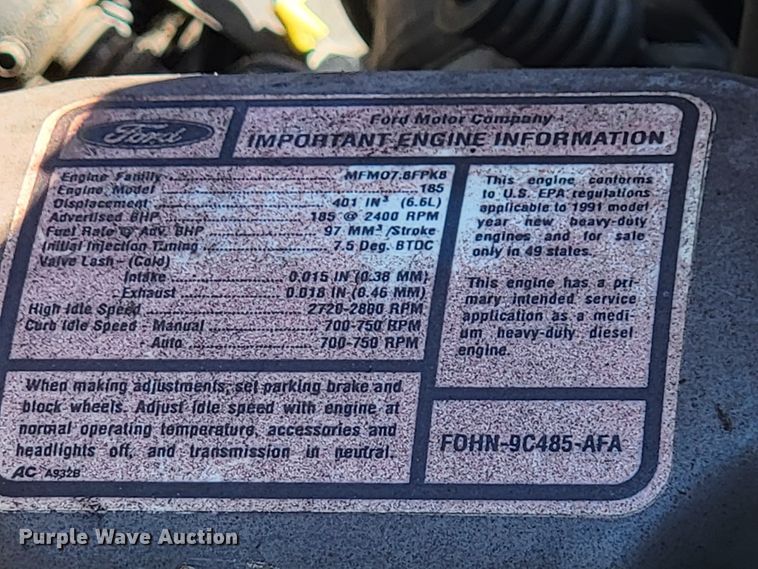 image for item KQ9250 1992 Ford F700  rescue vehicle