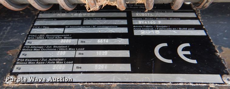 image for item DJ0796 2015 Kubota BV4160 F  round baler
