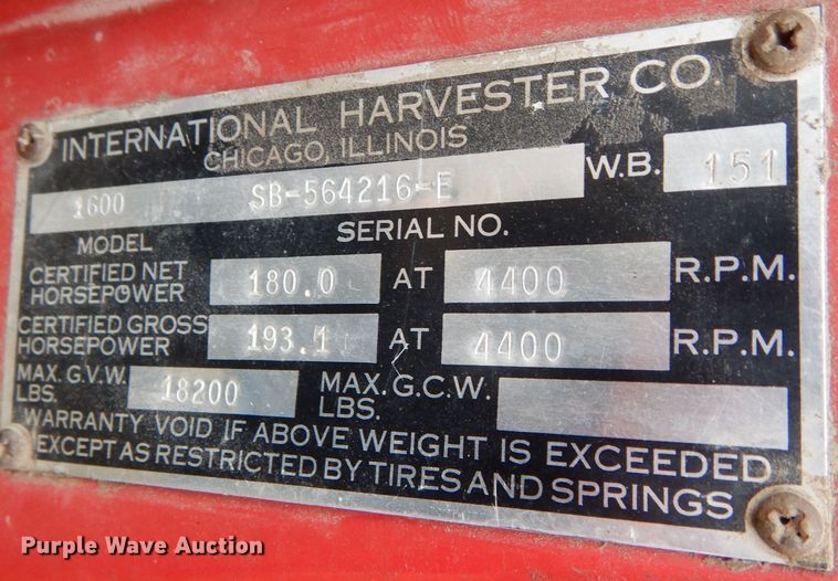 image for item DL3184 1965 International 1600  grain truck