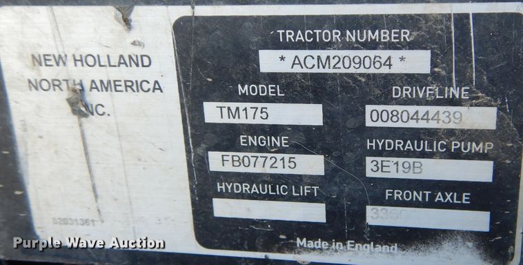 image for item DM4384 2003 New Holland TM175  MFWD tractor