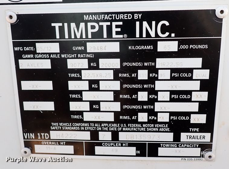 image for item IN9693 2013 Timpte  grain trailer