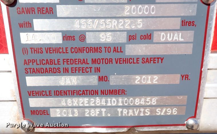 image for item IN9696 2013 Travis S96  end dump trailer