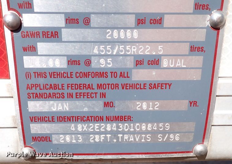 image for item IN9697 2013 Travis S96  end dump trailer