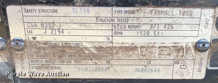 image for item JQ9570 2008 Case IH Farmall 105U  MFWD tractor