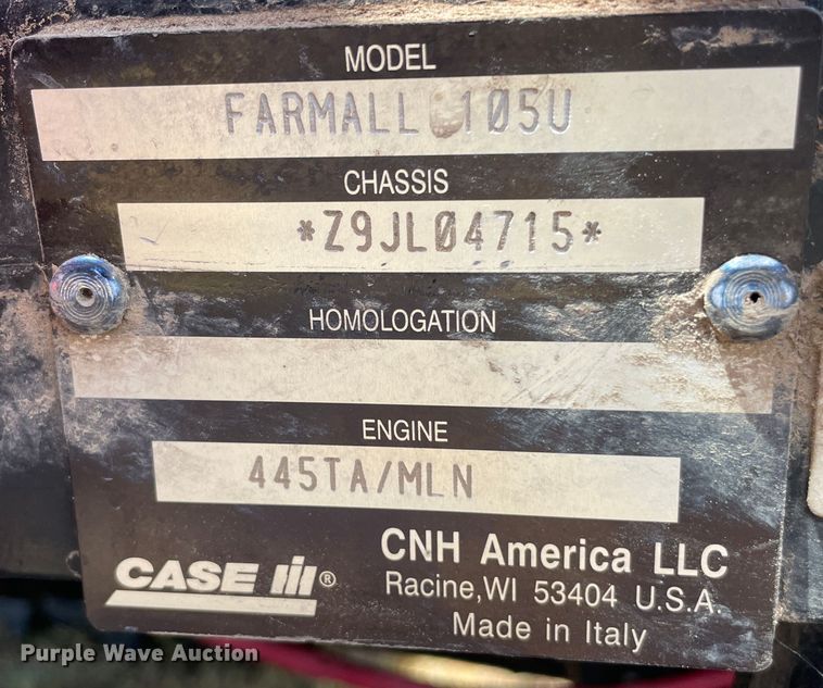 image for item JQ9570 2008 Case IH Farmall 105U  MFWD tractor