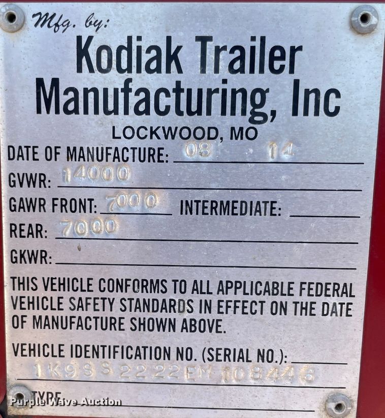 image for item JQ9572 2014 Kodiak Travel  livestock trailer