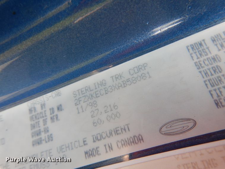 image for item IL9877 1999 Sterling A-Line  dump truck