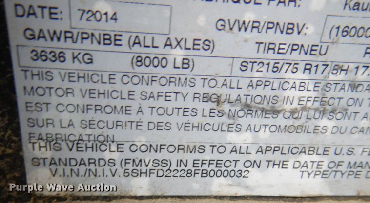 image for item JQ9252 2015 Kaufman  tilt deck equipment trailer