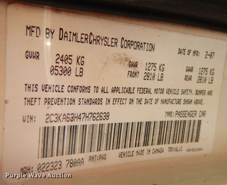 image for item JQ9264 2007 Chrysler 300