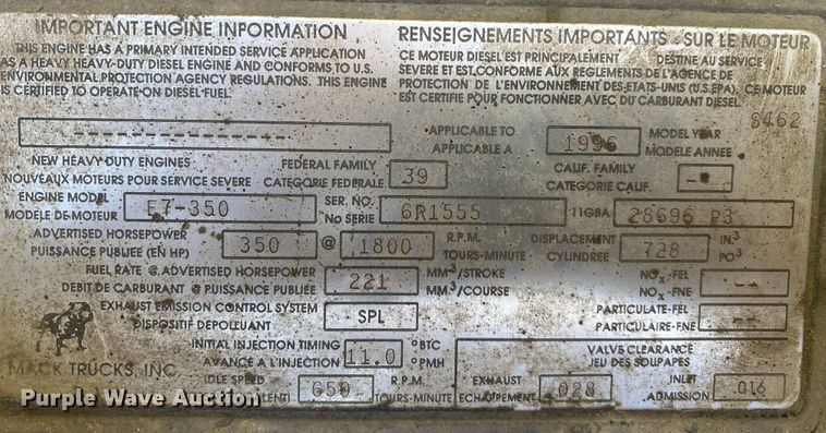 image for item JQ9266 1997 Mack RD688S  dump truck