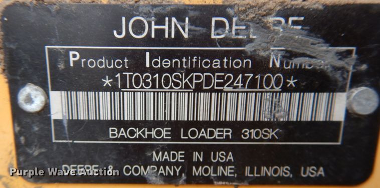 image for item JQ9329 2013 John Deere 310SK  backhoe