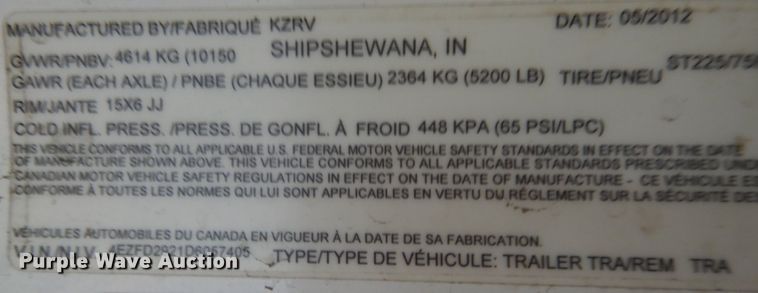 image for item JQ9339 2013 KZRV Durango 1500  camper