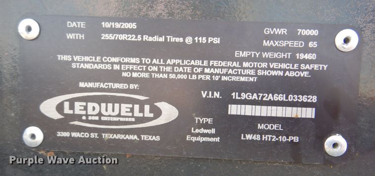 image for item DG1737 2006 Ledwell LW48HT2-10-PB  drop deck equipment trailer