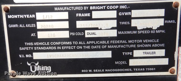 image for item DJ7300 2012 Viking VFD46P16F35T  drop deck equipment trailer