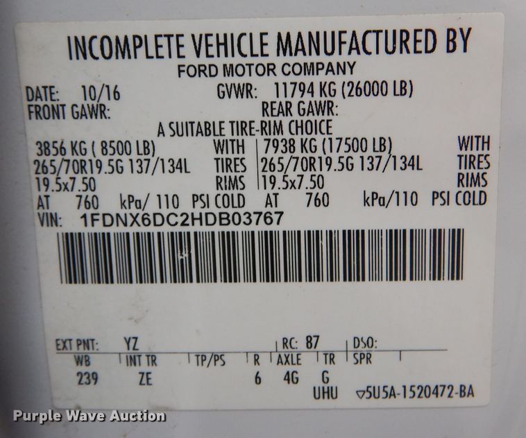 image for item DL3175 2017 Ford F650 Super Duty  rollback truck