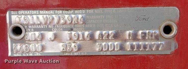 image for item GK9969 1972 Ford LT9000  truck cab and chassis