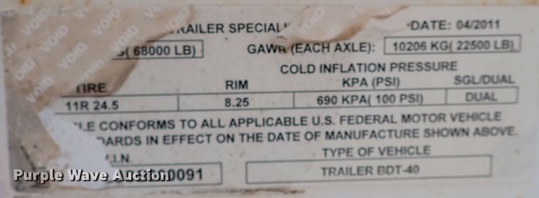 image for item IN9694 2012 CTS BDT-40  bottom dump trailer