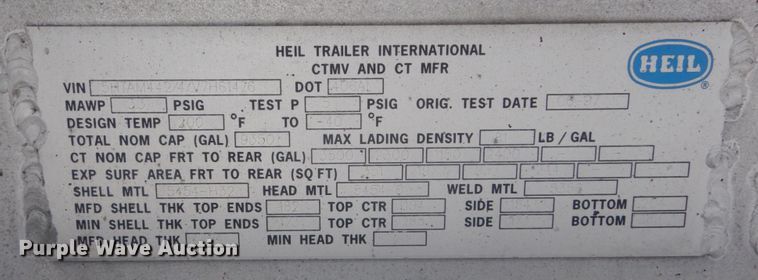 image for item JG9108 1997 Heil  tank trailer