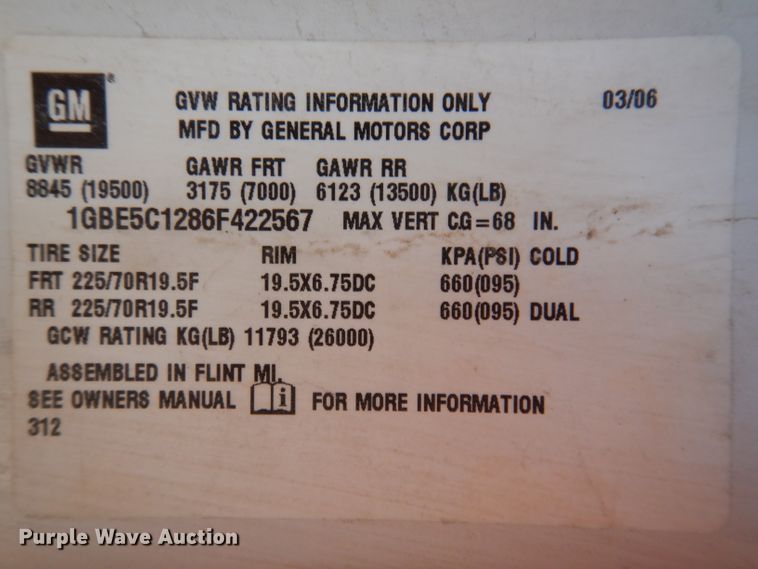 image for item KA9396 2006 Chevrolet C5500  flatbed truck