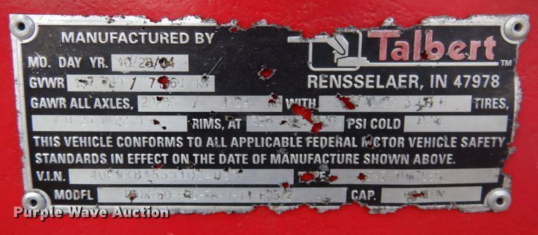 image for item KK9047 2005 Talbert  lowboy equipment trailer