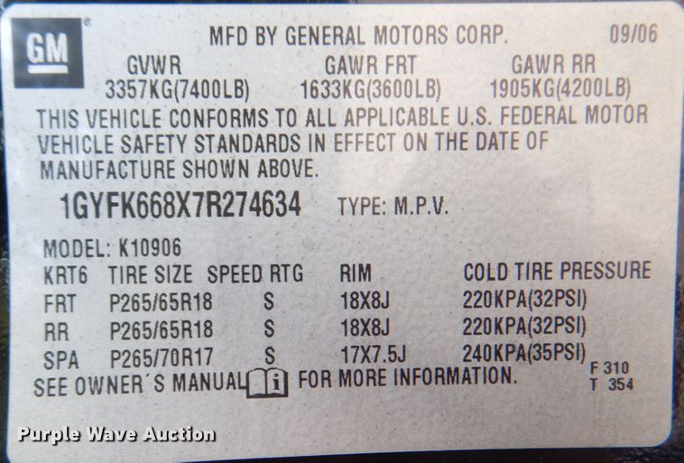 image for item DG1859 2007 Cadillac Escalade  SUV