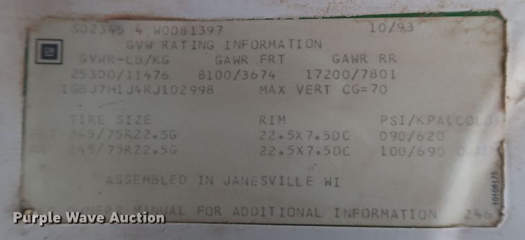 image for item DJ1981 1994 Chevrolet Kodiak C6500  utility / service truck