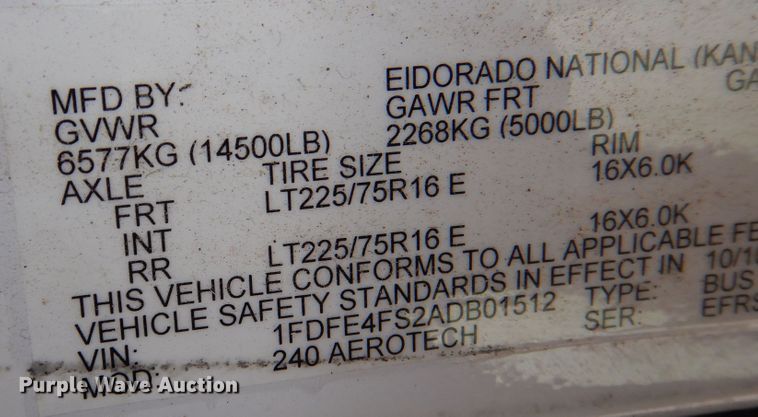 image for item DJ7390 2010 Ford E450  shuttle bus