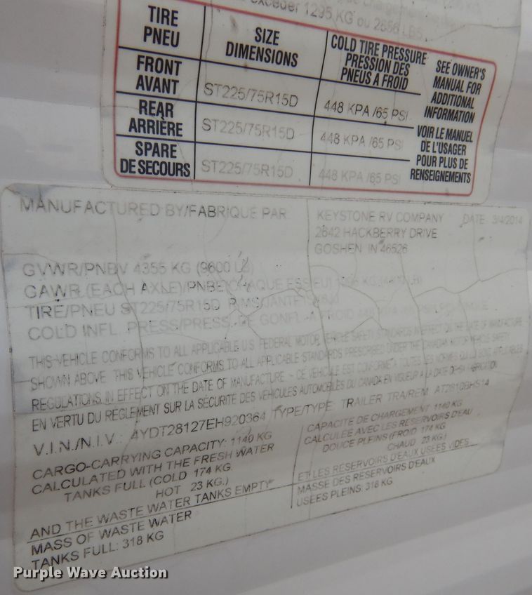 image for item DL6322 2014 Aspen Trail 2810BH  camper