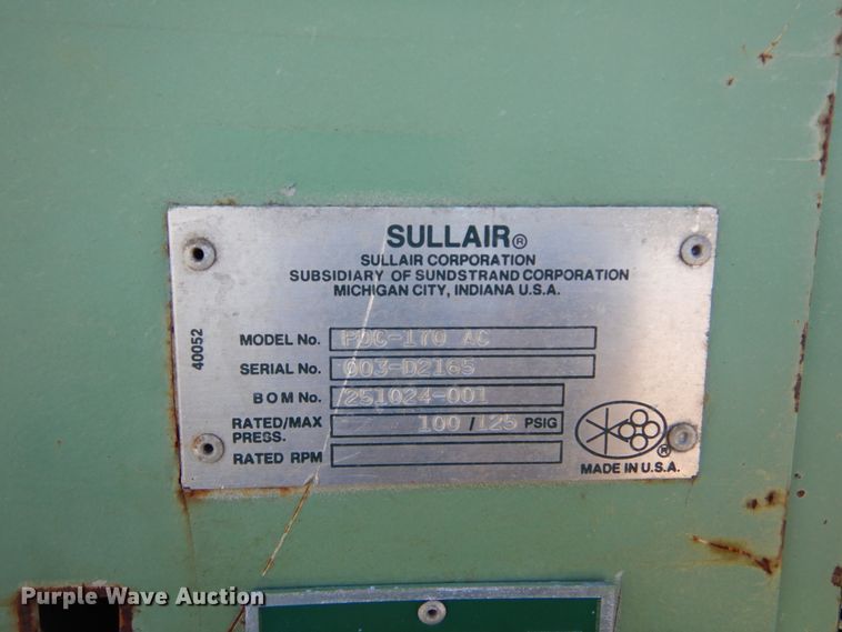 image for item DL6337 Sullair PDC-170 AC  air compressor