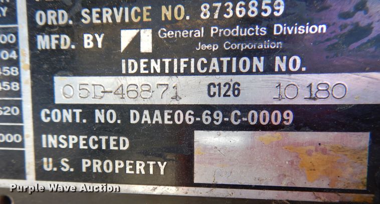 image for item DM6467 1969 Am General M810  brush fire truck