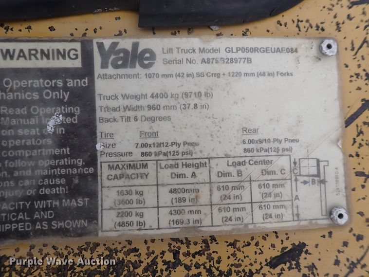 image for item DN2137 Yale GLP050RGEUAE084  forklift