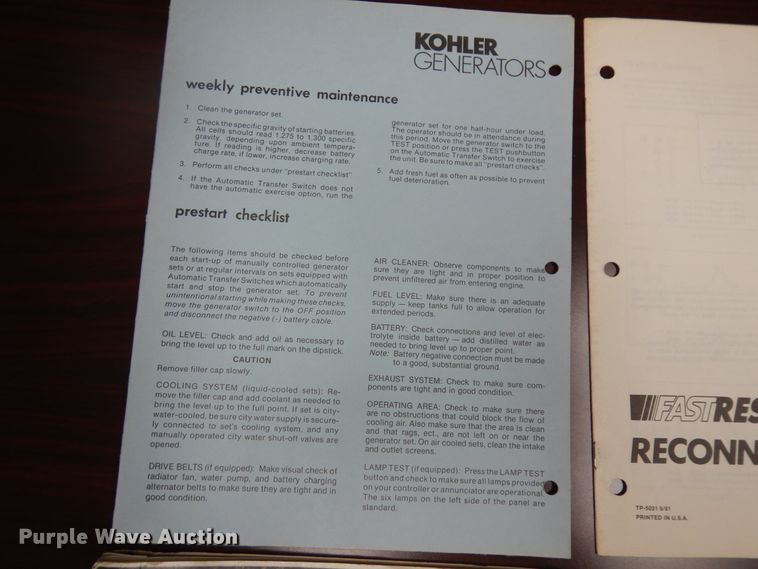 image for item IK9506 Kohler Fast Response  generator