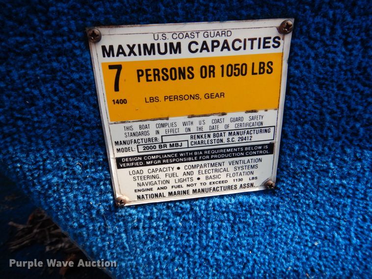 image for item IR9041 1990 Renken 2000  boat