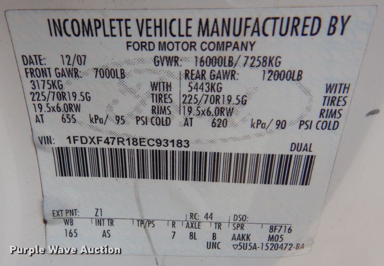 image for item JG9086 2008 Ford F450 Super Duty XL  utility / service truck