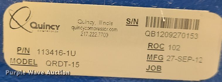image for item JG9328 Quincy QRDT-15  air compressor