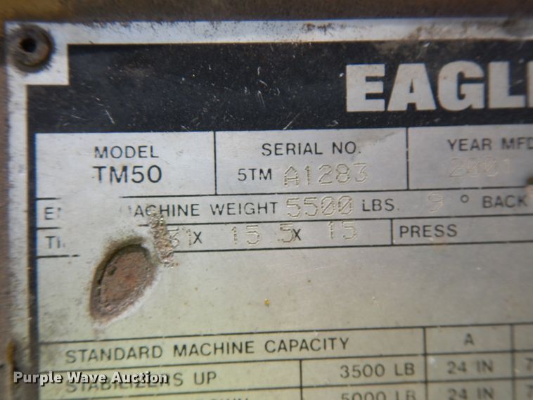 image for item JQ9300 2001 Eagle Picher TM50  forklift