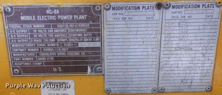 image for item JQ9349 Consolidated Diesel Electric Company NC-8A  power unit