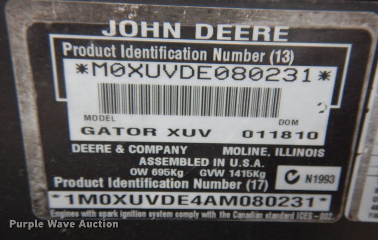 image for item KI9476 2010 John Deere 850D  utility vehicle