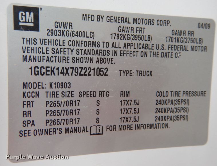 image for item KI9483 2009 Chevrolet Silverado 1500  pickup truck