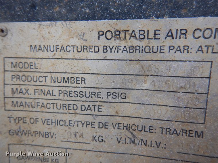 image for item KU9117 2006 Atlas Copco XAS 97  air compressor