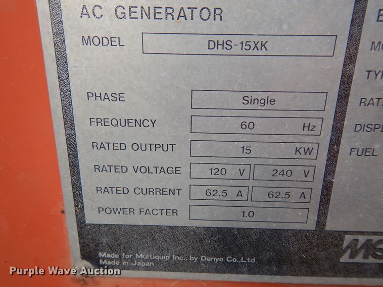 image for item KU9118 Multiquip Whisperwatt 15  generator