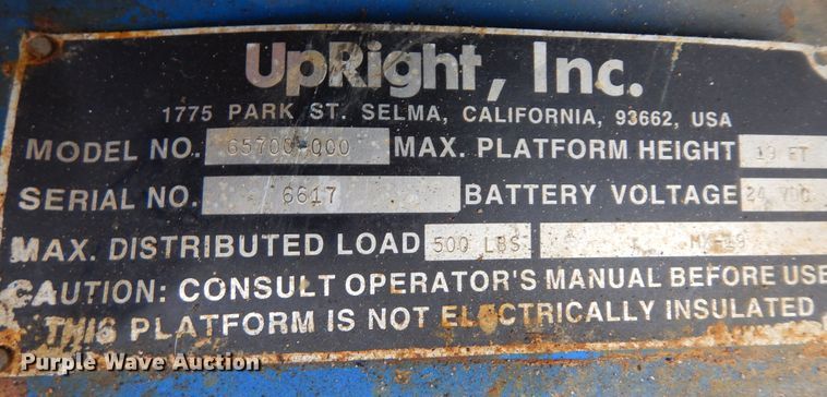 image for item KU9120 Up Right 65700-000  scissor lift