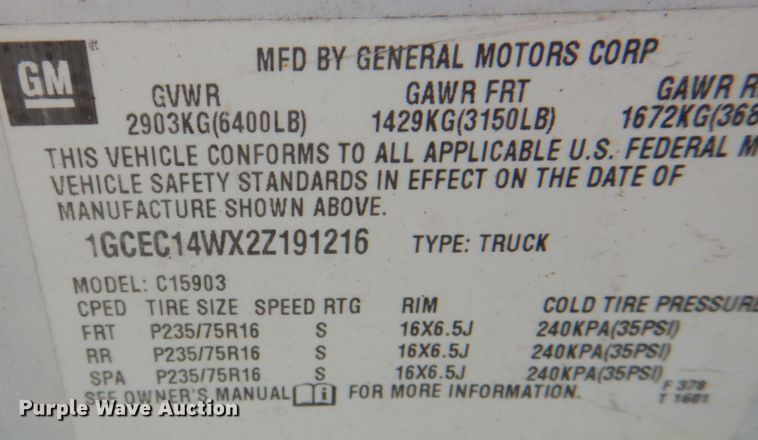 image for item KX9242 2002 Chevrolet Silverado 1500  pickup truck