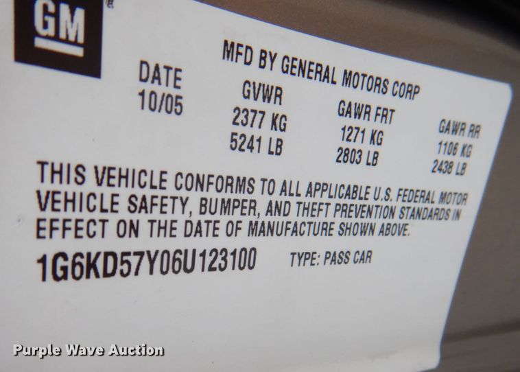 image for item KX9266 2006 Cadillac DTS